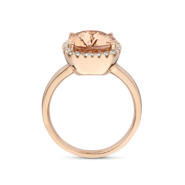 ring morganiet en diamant 0.25ct h si halo 14K roségoud - Afbeelding 3