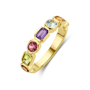 ring natuurlijke kleurstenen 14K geelgoud