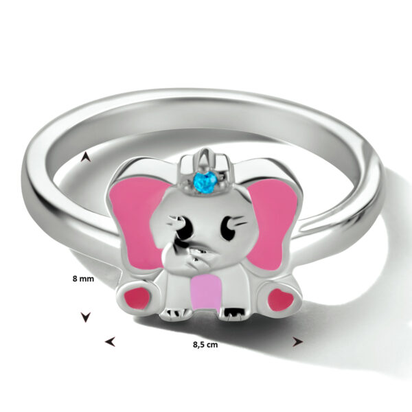 ring olifant blauw zirkonia zilver gerhodineerd - Afbeelding 2