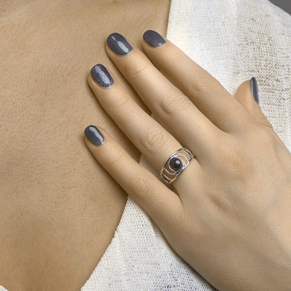 ring onyx zilver gerhodineerd - Afbeelding 2