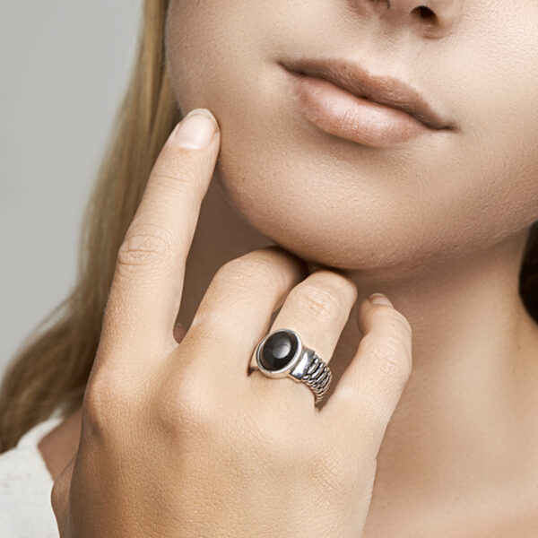 ring oxi en onyx zilver geoxideerd - Afbeelding 2
