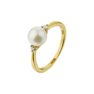 ring parel en diamant 0.05ct h si 14K geelgoud