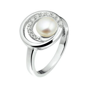ring parel en zirkonia zilver gerhodineerd