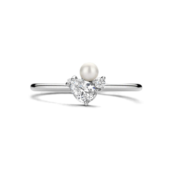ring parel en zirkonia zilver gerhodineerd - Afbeelding 4