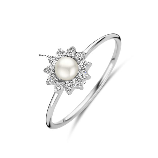 ring parel en zirkonia zilver gerhodineerd - Afbeelding 4
