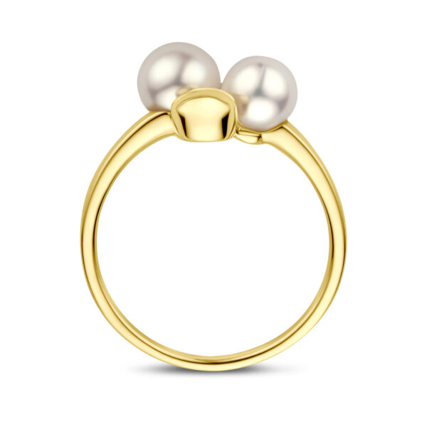 ring parels en diamant 0.02ct h si 14K geelgoud - Afbeelding 3