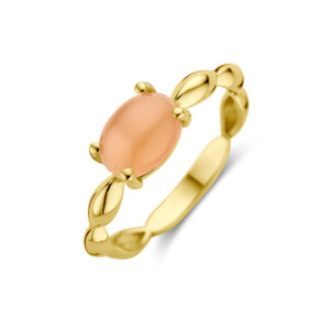 ring perzik carneool 14K geelgoud