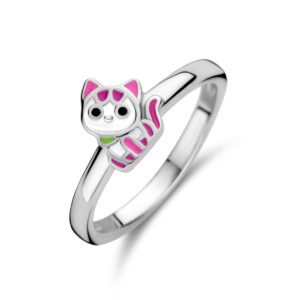 ring emaille poes zilver gerhodineerd