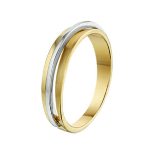 ring poli/mat 14K bicolor goud geel/wit