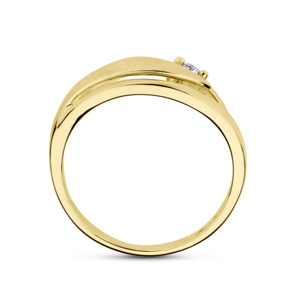 ring poli/mat diamant 0.04ct h si 14K geelgoud - Afbeelding 3
