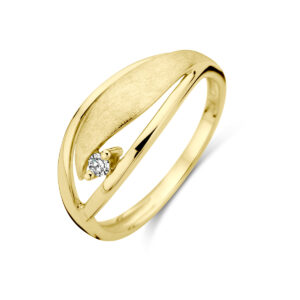 ring poli/mat diamant 0.04ct h si 14K geelgoud