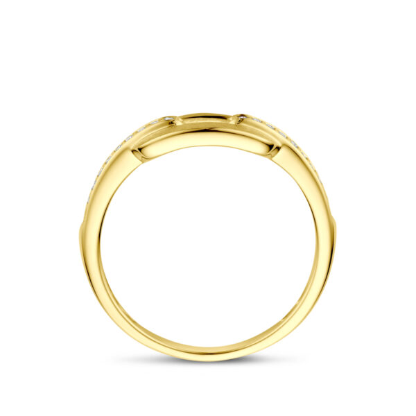 ring poli/mat diamant 0.08ct h si 14K geelgoud - Afbeelding 3