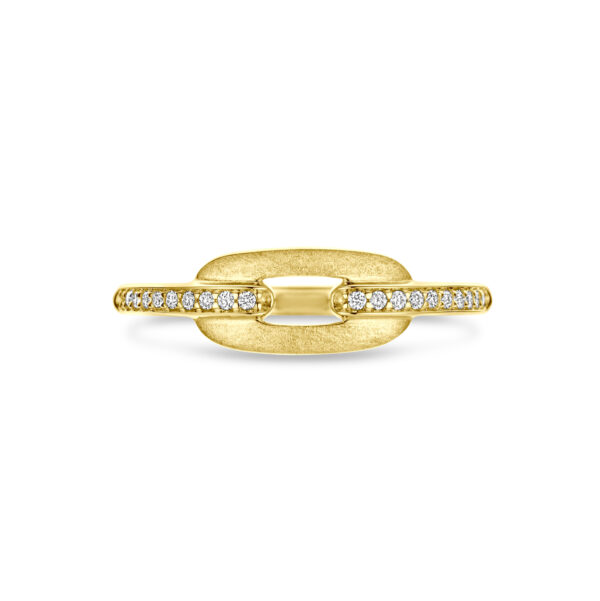 ring poli/mat diamant 0.08ct h si 14K geelgoud - Afbeelding 4