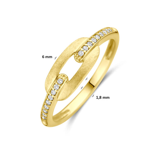 ring poli/mat diamant 0.08ct h si 14K geelgoud - Afbeelding 5