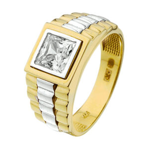 ring president zirkonia 14K bicolor goud geel/wit