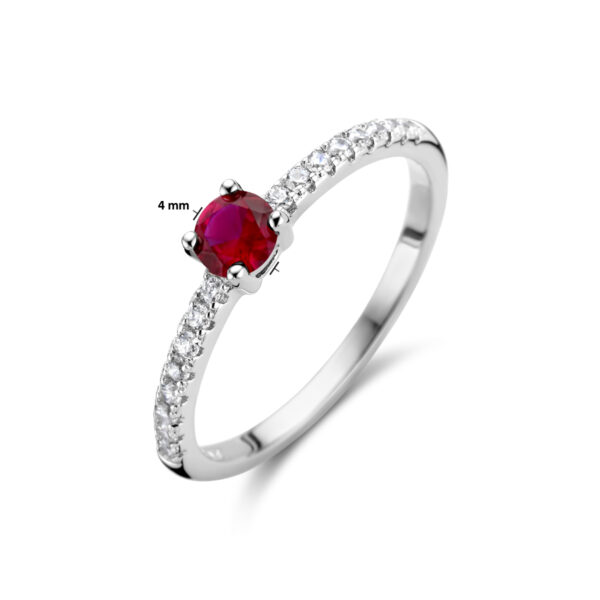 ring rood en wit zirkonia zilver gerhodineerd - Afbeelding 4