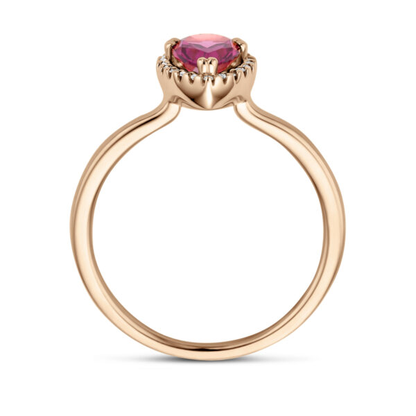 ring roze rhodoliet en diamant 0.06ct h si 14K roségoud - Afbeelding 3