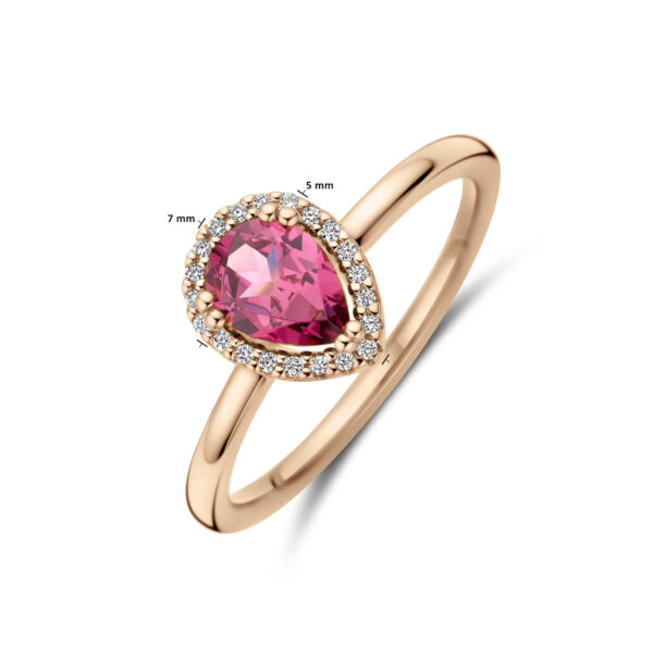 ring roze rhodoliet en diamant 0.06ct h si 14K roségoud - Afbeelding 5