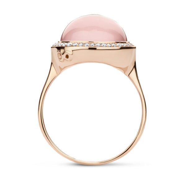 ring rozenkwarts en diamant 0.19ct h si halo 14K roségoud - Afbeelding 3