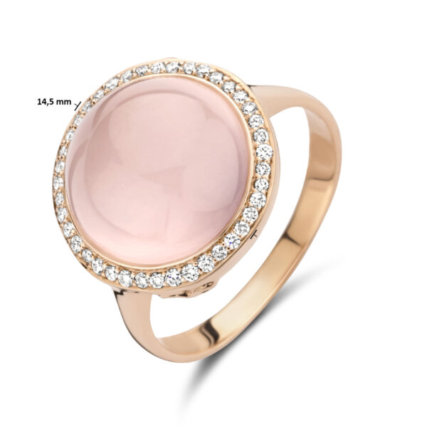 ring rozenkwarts en diamant 0.19ct h si halo 14K roségoud - Afbeelding 5