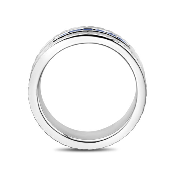 ring saffier 0.98ct en diamant 0.12ct g vsi 14K witgoud - Afbeelding 3
