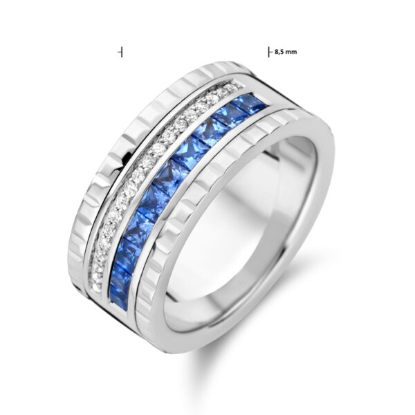 ring saffier 0.98ct en diamant 0.12ct g vsi 14K witgoud - Afbeelding 5