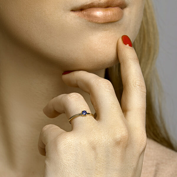 ring saffier 14K geelgoud - Afbeelding 2