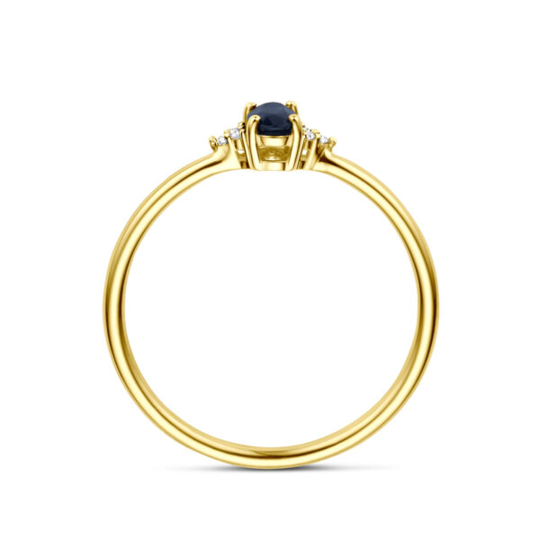 ring saffier en diamant 0.02ct h si 14K geelgoud - Afbeelding 3