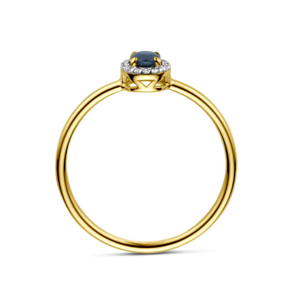 ring saffier en diamant 0.05ct h si 14K geelgoud - Afbeelding 3