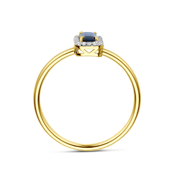 ring saffier en diamant 0.06ct h si 14K geelgoud - Afbeelding 3