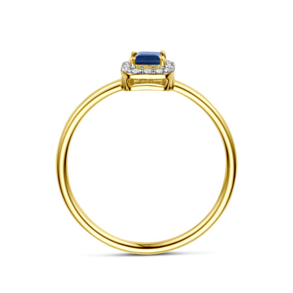 ring saffier en diamant 0.07ct h si 14K geelgoud - Afbeelding 3