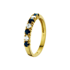 ring saffier en zirkonia 14K geelgoud