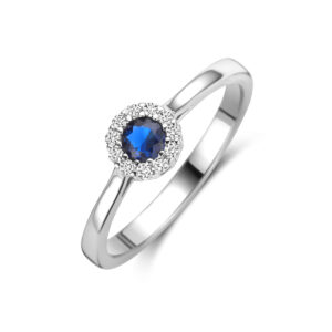 ring saffier zirkonia zilver gerhodineerd