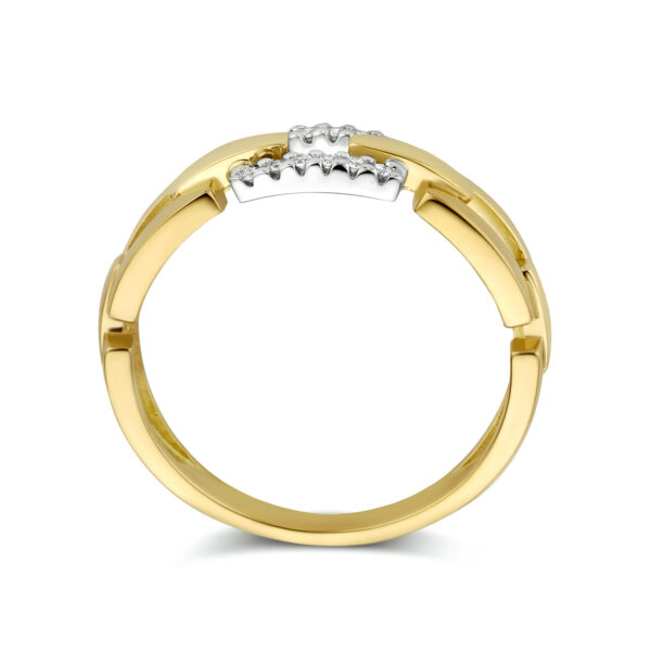 ring schakel diamant 0.05ct h si 14K bicolor goud geel/wit - Afbeelding 3