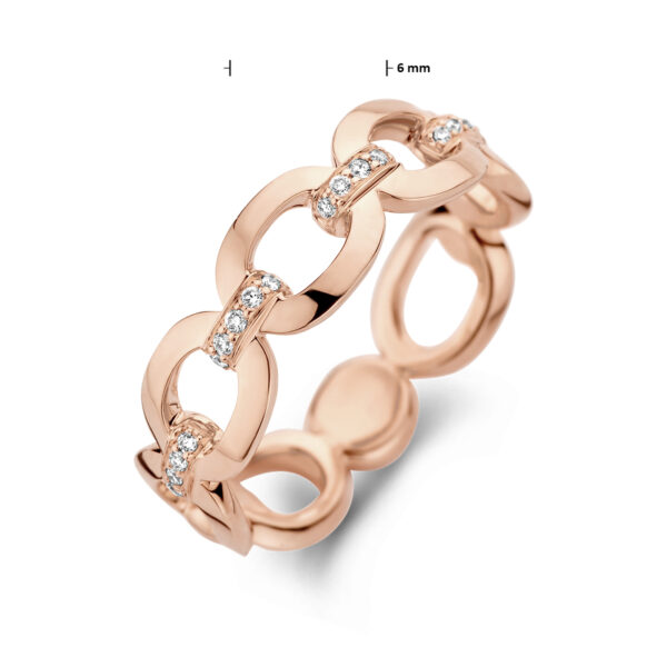 ring schakel diamant 0.08ct h si 14K roségoud - Afbeelding 4