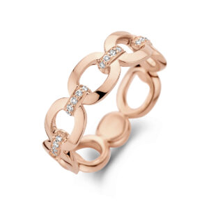 ring schakel diamant 0.08ct h si 14K roségoud