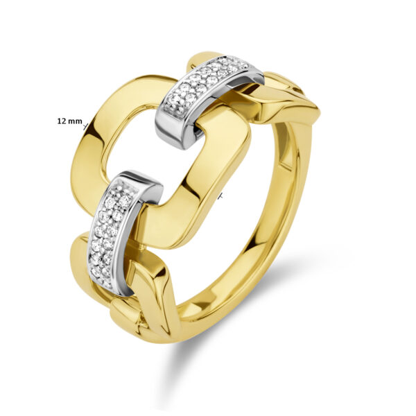 ring schakel diamant 0.11ct h si 14K bicolor goud geel/wit - Afbeelding 5