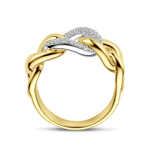 ring schakel diamant 0.21ct h si 14K bicolor goud geel/wit - Afbeelding 3