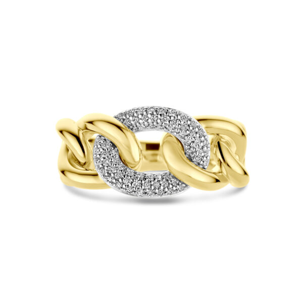 ring schakel diamant 0.21ct h si 14K bicolor goud geel/wit - Afbeelding 4