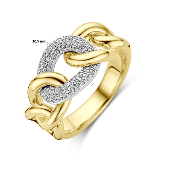 ring schakel diamant 0.21ct h si 14K bicolor goud geel/wit - Afbeelding 5