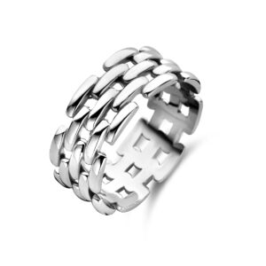 ring schakel zilver gerhodineerd