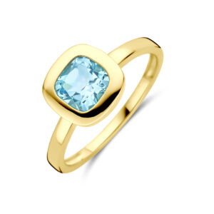ring sky blue topaas 14K geelgoud