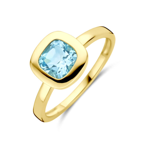 ring sky blue topaas 14K geelgoud