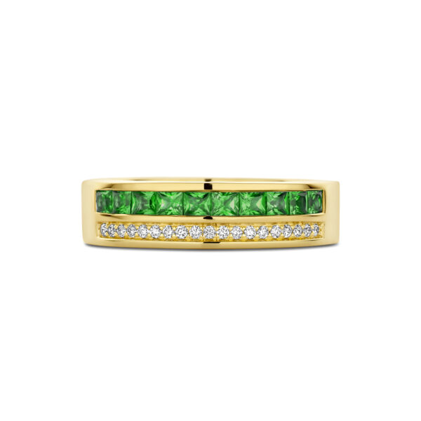 ring smaragd 0.72ct en diamant 0.12ct g vsi 14K geelgoud - Afbeelding 4