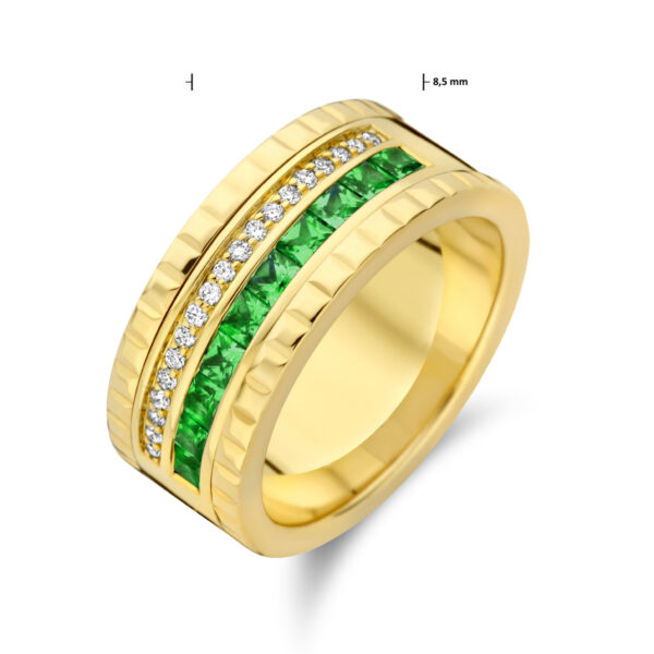 ring smaragd 0.85ct en diamant 0.12ct g vsi 14K geelgoud - Afbeelding 5