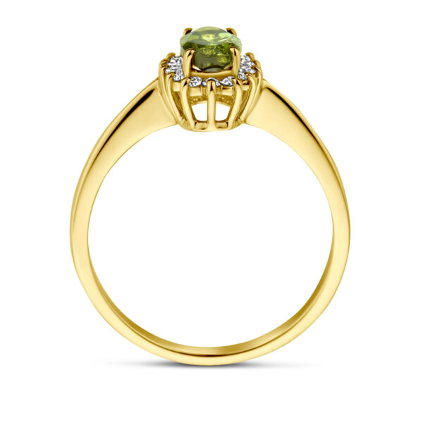 ring toermalijn en diamant 0.11ct h si 14K geelgoud - Afbeelding 3