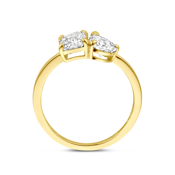 ring toi-et-moi zirkonia 14K geelgoud - Afbeelding 3