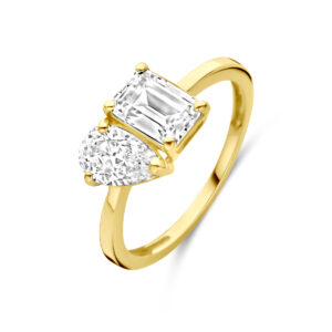 ring toi-et-moi zirkonia 14K geelgoud