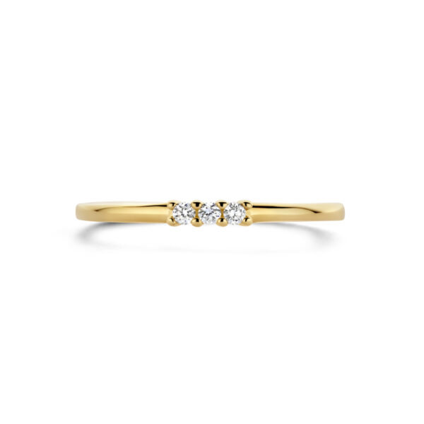 ring trilogie diamant 0.05ct h si 14K geelgoud - Afbeelding 4
