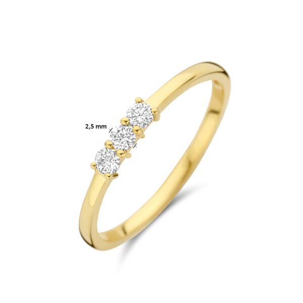 ring trilogie diamant 0.15ct h si 14K geelgoud - Afbeelding 5